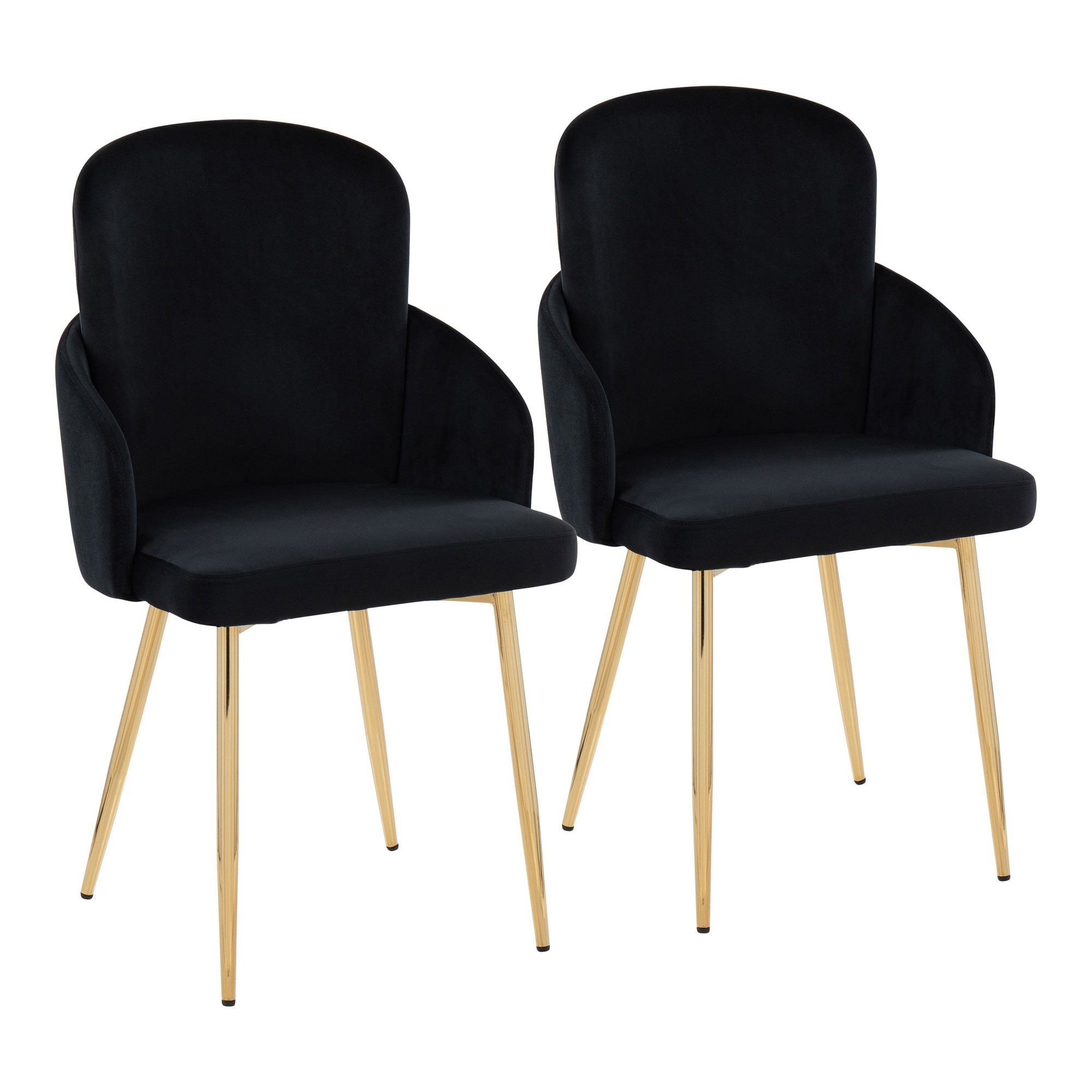 Dahlia Contemporary Black Velvet Dining Chairs Gold Legs (Set of 2) (Set of 2) 2 Dahlia Contemporary Black Velvet Dining Chairs Gold Legs (Set of 2) (Set of 2) - Image 2