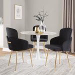 Dahlia Contemporary Black Velvet Dining Chairs Gold Legs (Set of 2) (Set of 2) 11 Dahlia Contemporary Black Velvet Dining Chairs Gold Legs (Set of 2) (Set of 2)