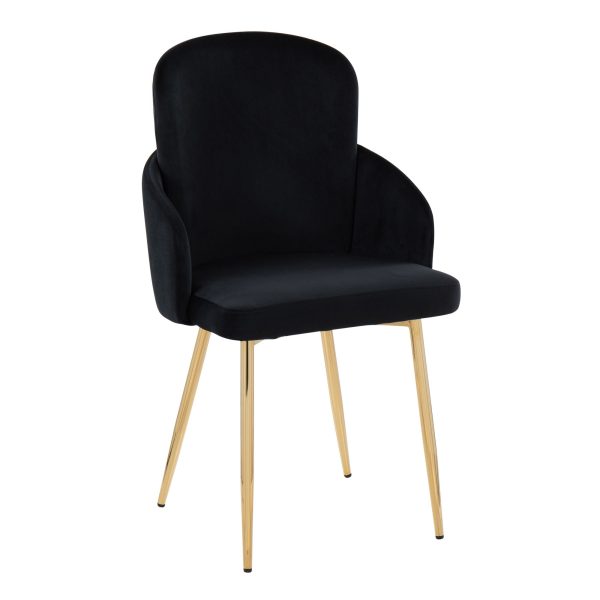 Dahlia Contemporary Black Velvet Dining Chairs Gold Legs Set of 2 Set of 2 2