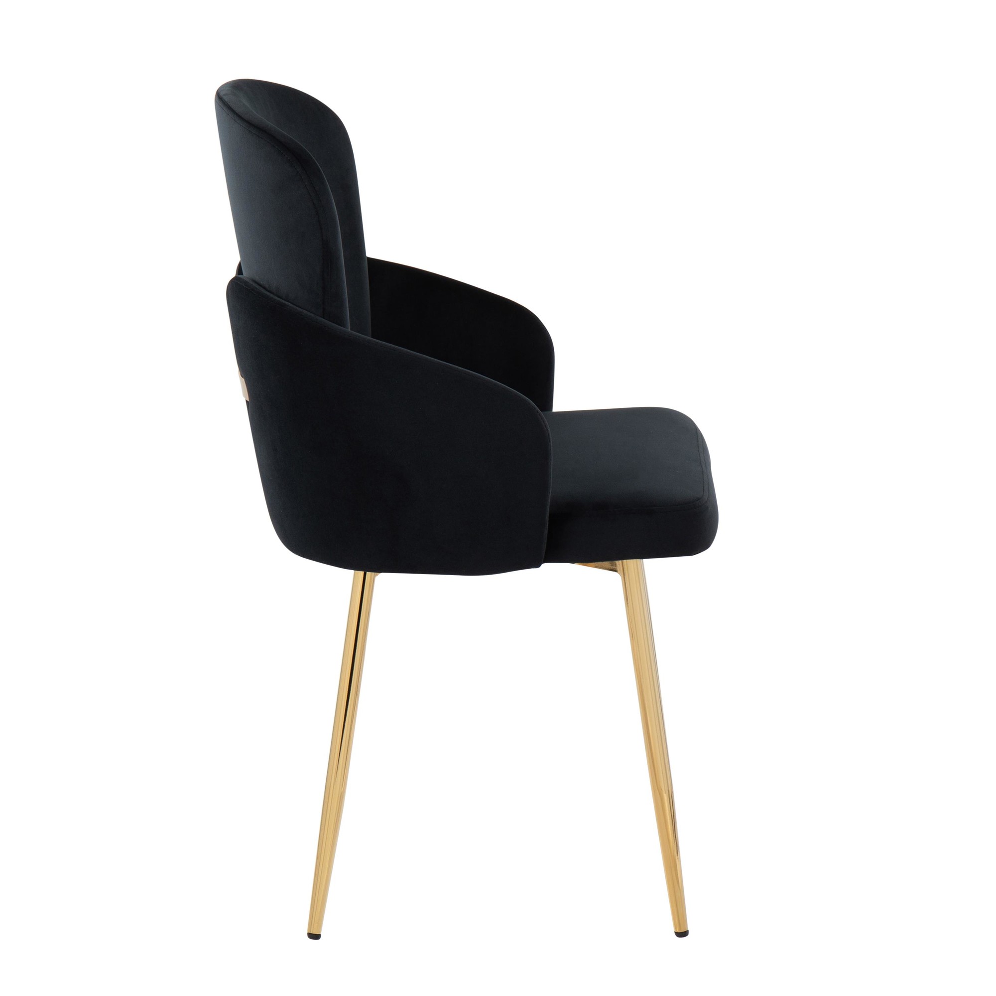 Dahlia Contemporary Black Velvet Dining Chairs Gold Legs (Set of 2) (Set of 2) 4 Dahlia Contemporary Black Velvet Dining Chairs Gold Legs (Set of 2) (Set of 2) - Image 4