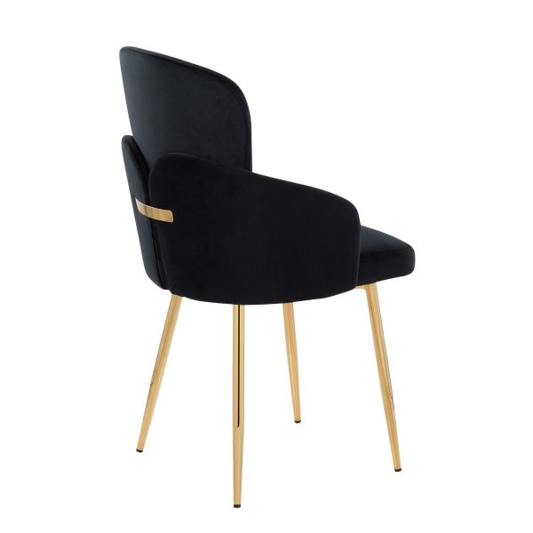 Dahlia Contemporary Black Velvet Dining Chairs Gold Legs Set of 2 Set of 2 4