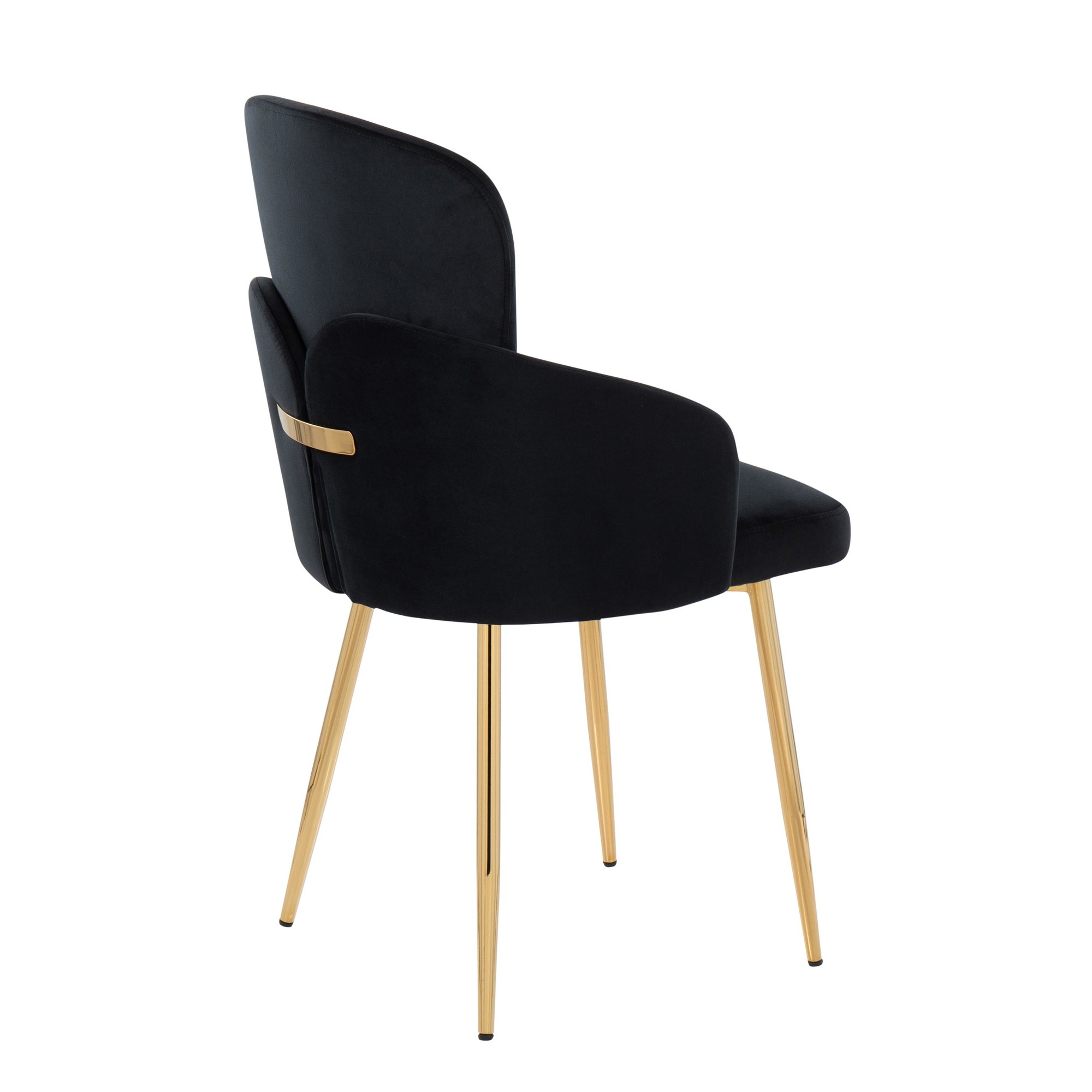 Dahlia Contemporary Black Velvet Dining Chairs Gold Legs (Set of 2) (Set of 2) 5 Dahlia Contemporary Black Velvet Dining Chairs Gold Legs (Set of 2) (Set of 2) - Image 5