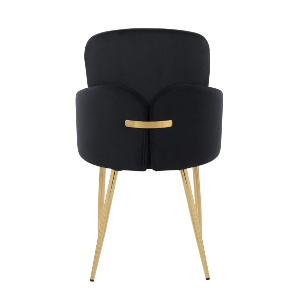 Dahlia Contemporary Black Velvet Dining Chairs Gold Legs Set of 2 Set of 2 5
