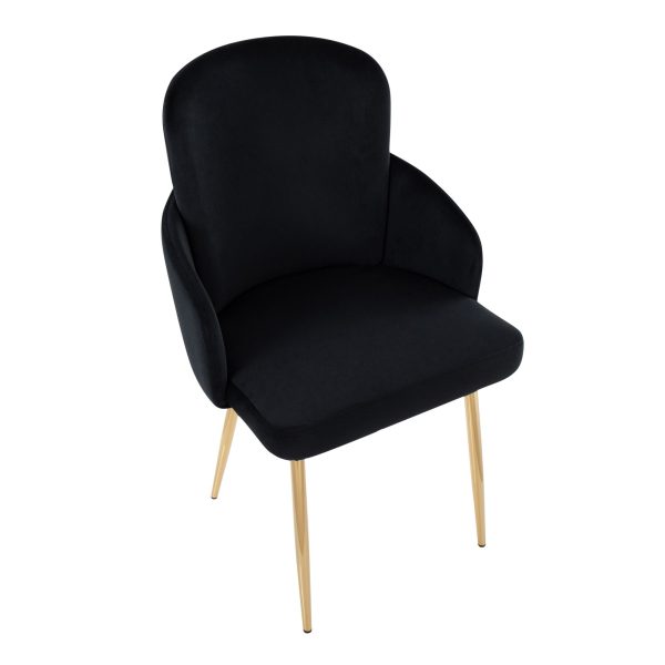 Dahlia Contemporary Black Velvet Dining Chairs Gold Legs Set of 2 Set of 2 7