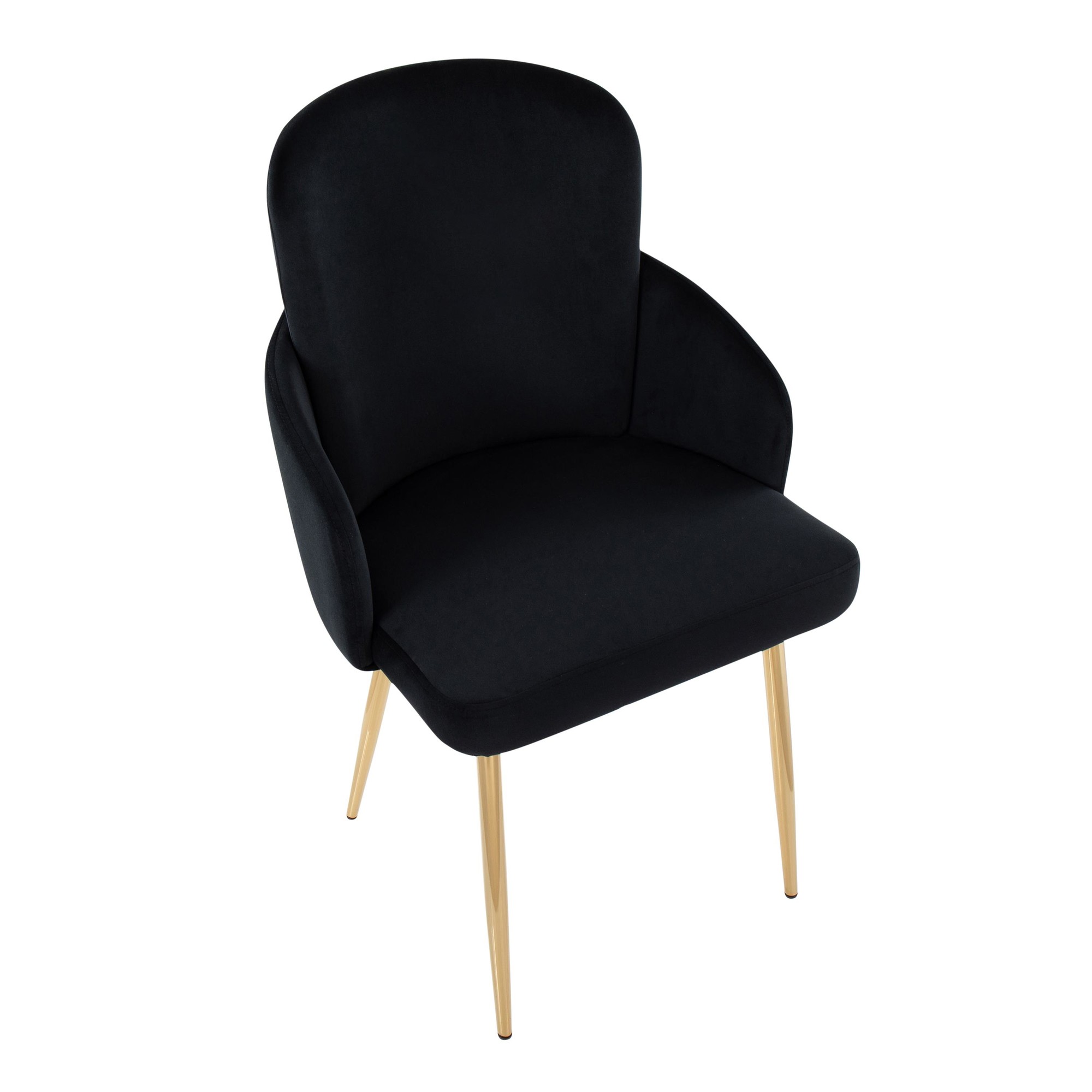 Dahlia Contemporary Black Velvet Dining Chairs Gold Legs (Set of 2) (Set of 2) 8 Dahlia Contemporary Black Velvet Dining Chairs Gold Legs (Set of 2) (Set of 2) - Image 8