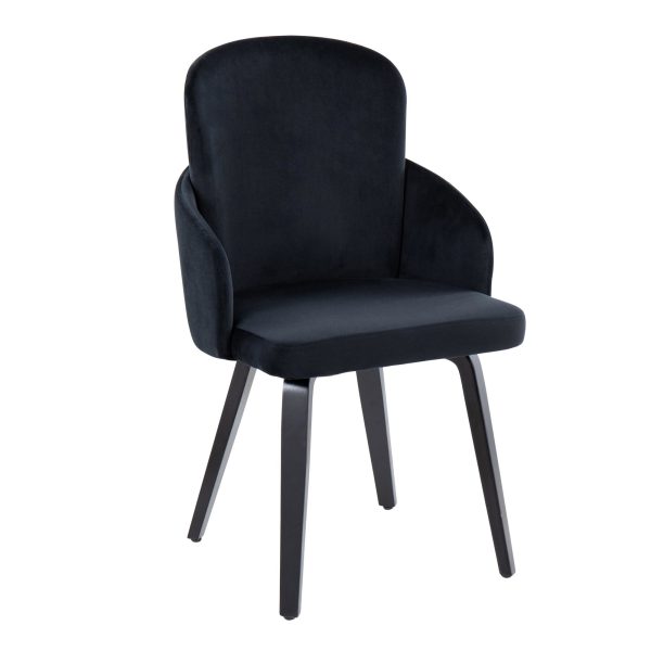 Dahlia Contemporary Black Velvet Dining Chairs with Gold Accents Set of 2 Set of 2 1