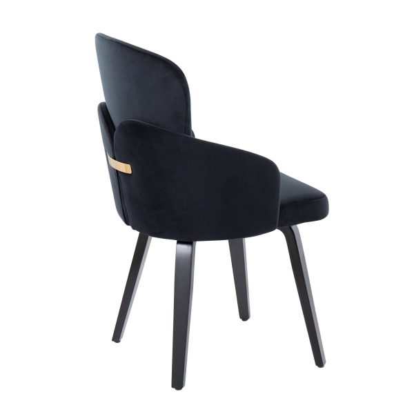 Dahlia Contemporary Black Velvet Dining Chairs with Gold Accents Set of 2 Set of 2 3