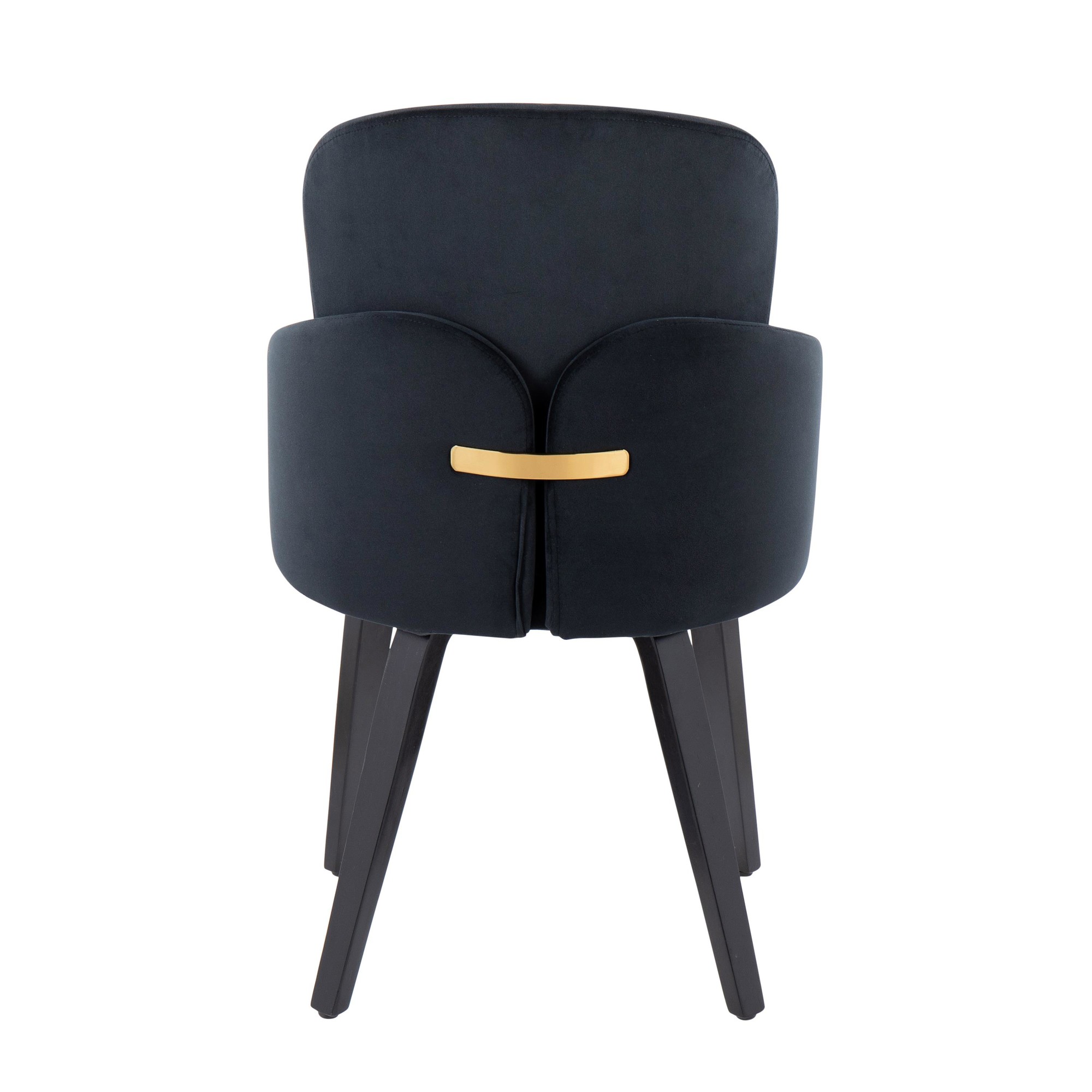 Dahlia Contemporary Black Velvet Dining Chairs with Gold Accents (Set of 2) (Set of 2) 5 Dahlia Contemporary Black Velvet Dining Chairs with Gold Accents (Set of 2) (Set of 2) - Image 5