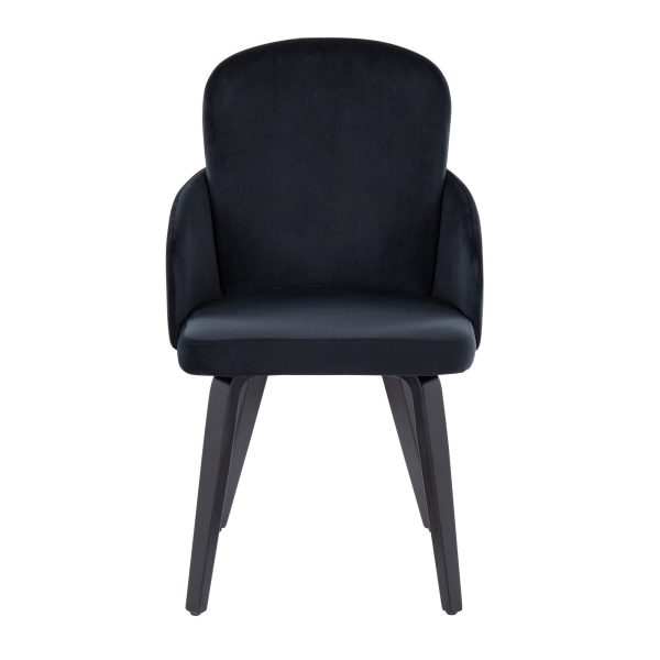 Dahlia Contemporary Black Velvet Dining Chairs with Gold Accents Set of 2 Set of 2 5