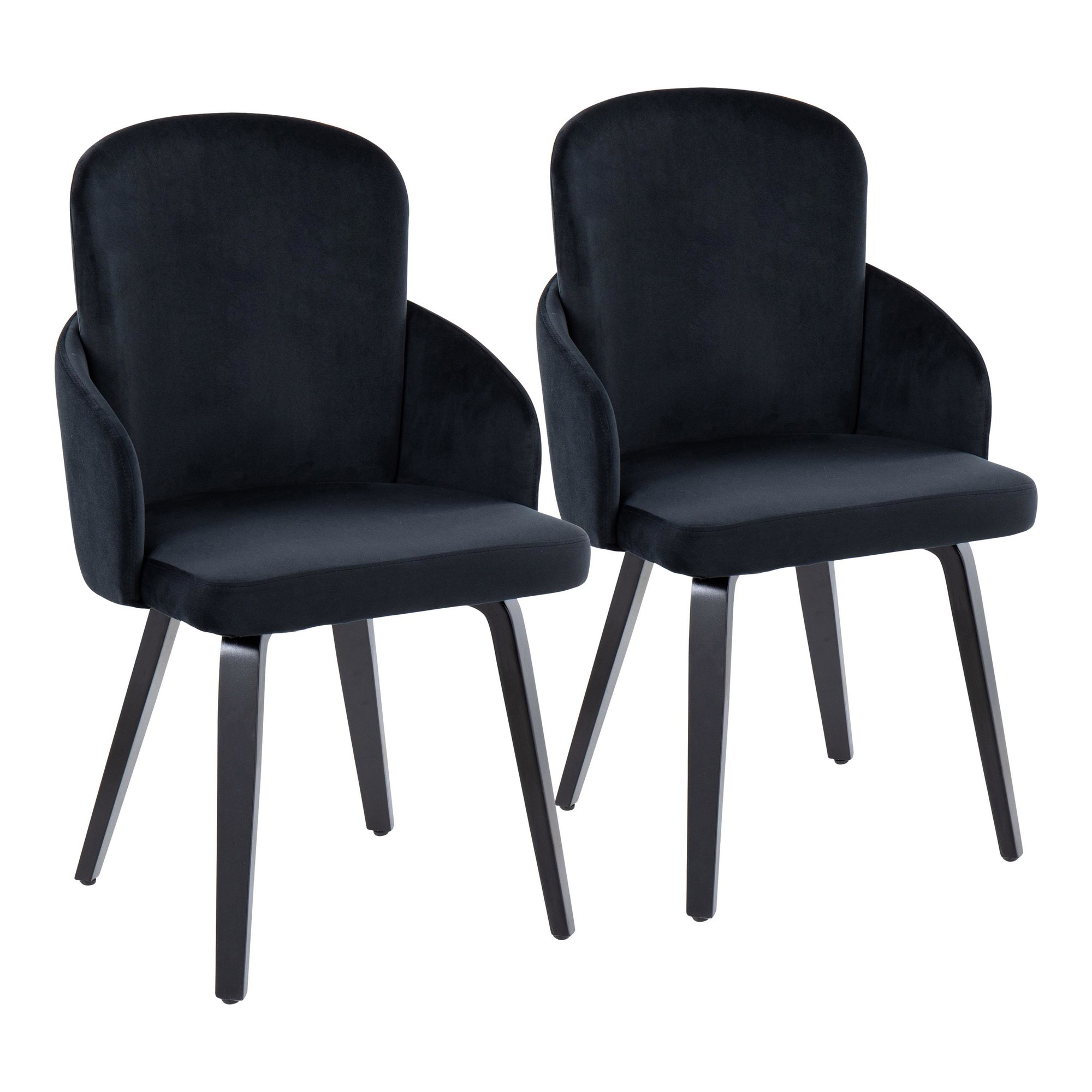Dahlia Contemporary Black Velvet Dining Chairs with Gold Accents (Set of 2) (Set of 2) 1 Dahlia Contemporary Black Velvet Dining Chairs with Gold Accents (Set of 2) (Set of 2)