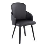 Dahlia Contemporary Black Wood and Faux Leather Dining Chairs with Chrome Accent (Set of 2) (Set of 2) 10 Dahlia Contemporary Black Wood and Faux Leather Dining Chairs with Chrome Accent (Set of 2) (Set of 2)