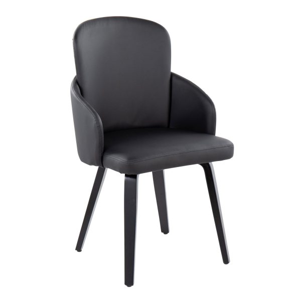 Dahlia Contemporary Black Wood and Faux Leather Dining Chairs with Chrome Accent Set of 2 Set of 2 1