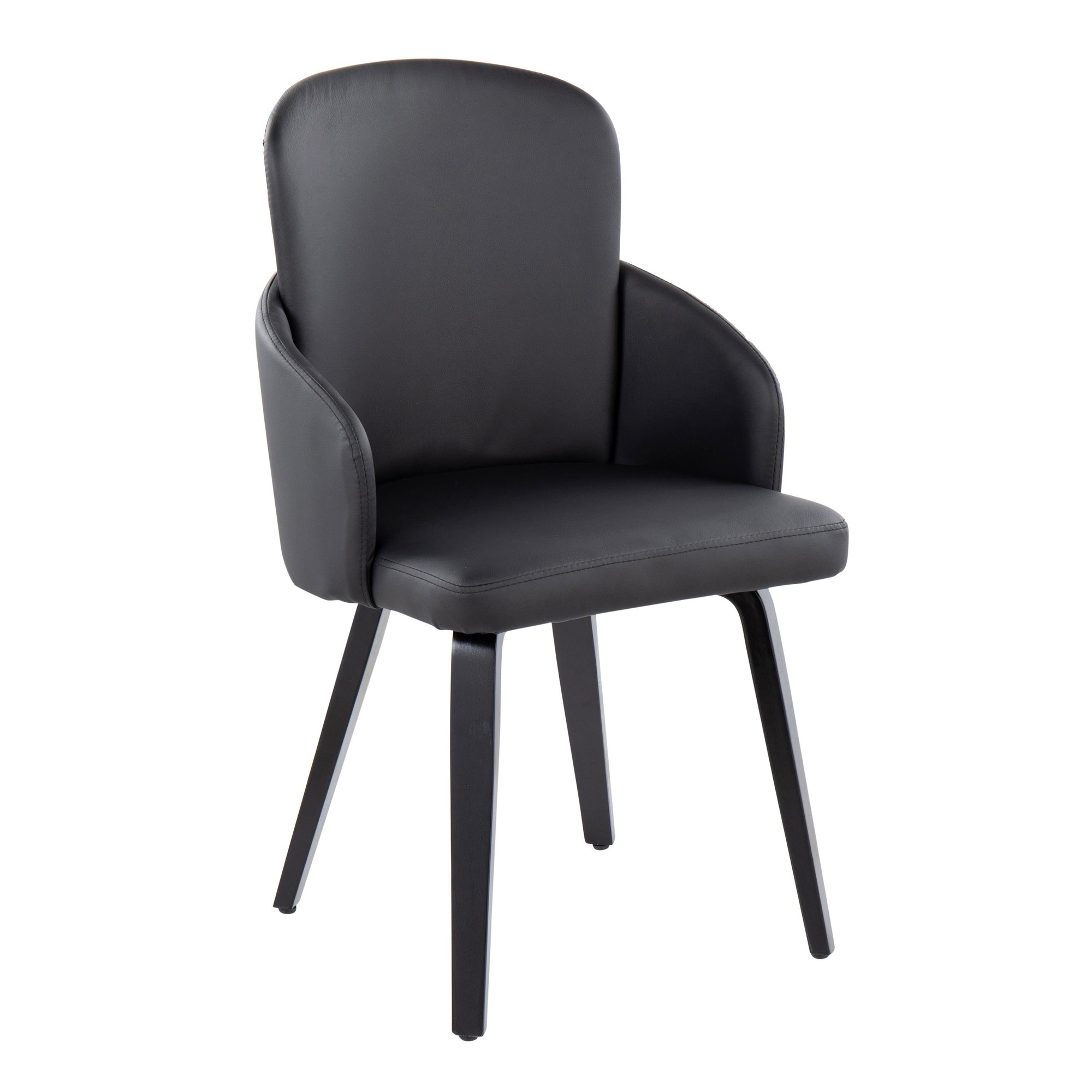 Dahlia Contemporary Black Wood and Faux Leather Dining Chairs with Chrome Accent (Set of 2) (Set of 2) 2 Dahlia Contemporary Black Wood and Faux Leather Dining Chairs with Chrome Accent (Set of 2) (Set of 2) - Image 2