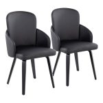 Dahlia Contemporary Black Wood and Faux Leather Dining Chairs with Chrome Accent (Set of 2) (Set of 2) 9 Dahlia Contemporary Black Wood and Faux Leather Dining Chairs with Chrome Accent (Set of 2) (Set of 2)
