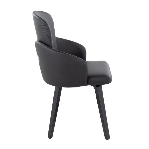 Dahlia Contemporary Black Wood and Faux Leather Dining Chairs with Chrome Accent Set of 2 Set of 2 2