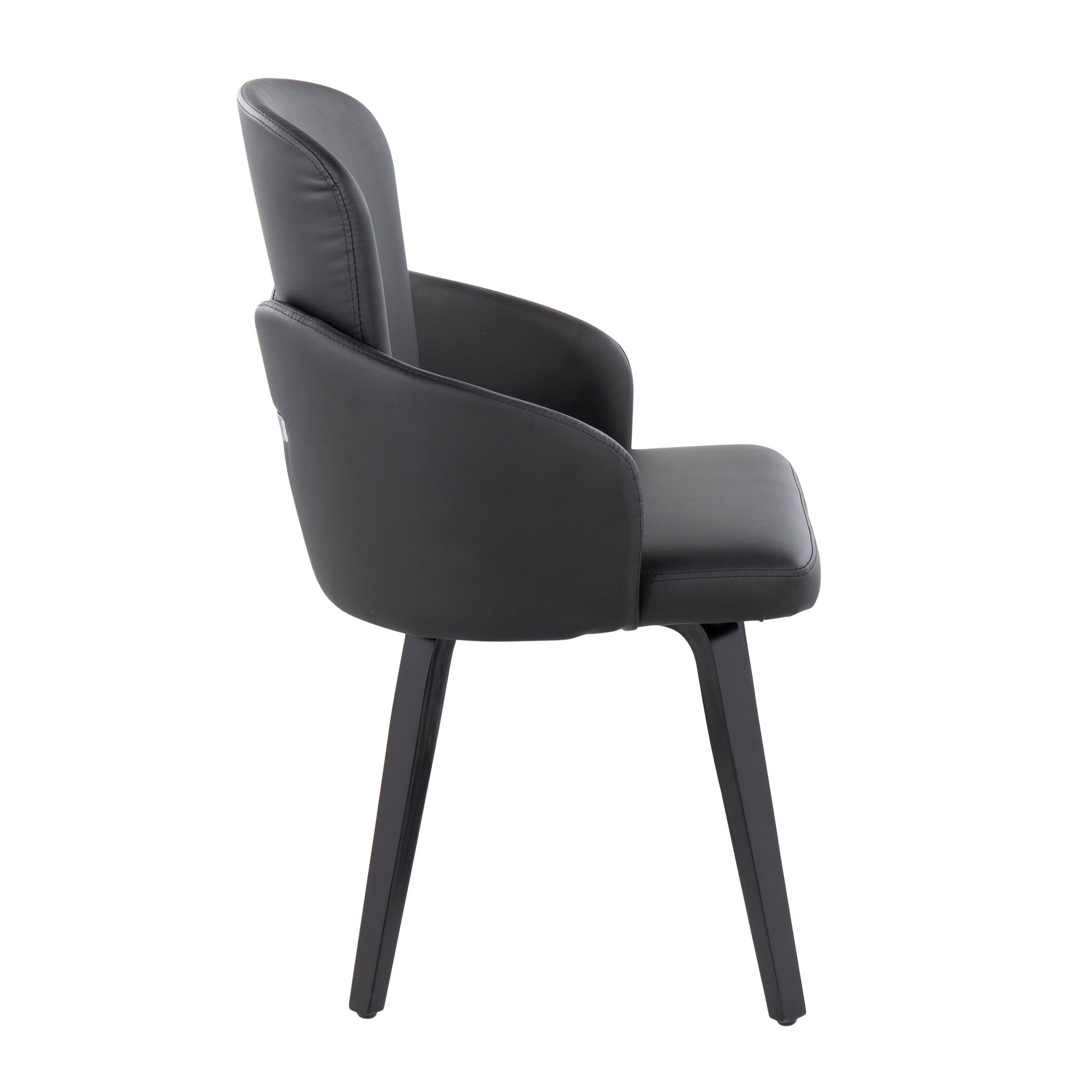 Dahlia Contemporary Black Wood and Faux Leather Dining Chairs with Chrome Accent (Set of 2) (Set of 2) 3 Dahlia Contemporary Black Wood and Faux Leather Dining Chairs with Chrome Accent (Set of 2) (Set of 2) - Image 3