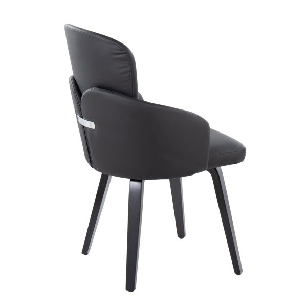 Dahlia Contemporary Black Wood and Faux Leather Dining Chairs with Chrome Accent Set of 2 Set of 2 3