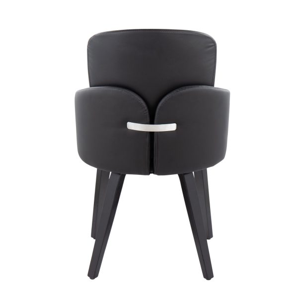 Dahlia Contemporary Black Wood and Faux Leather Dining Chairs with Chrome Accent Set of 2 Set of 2 4