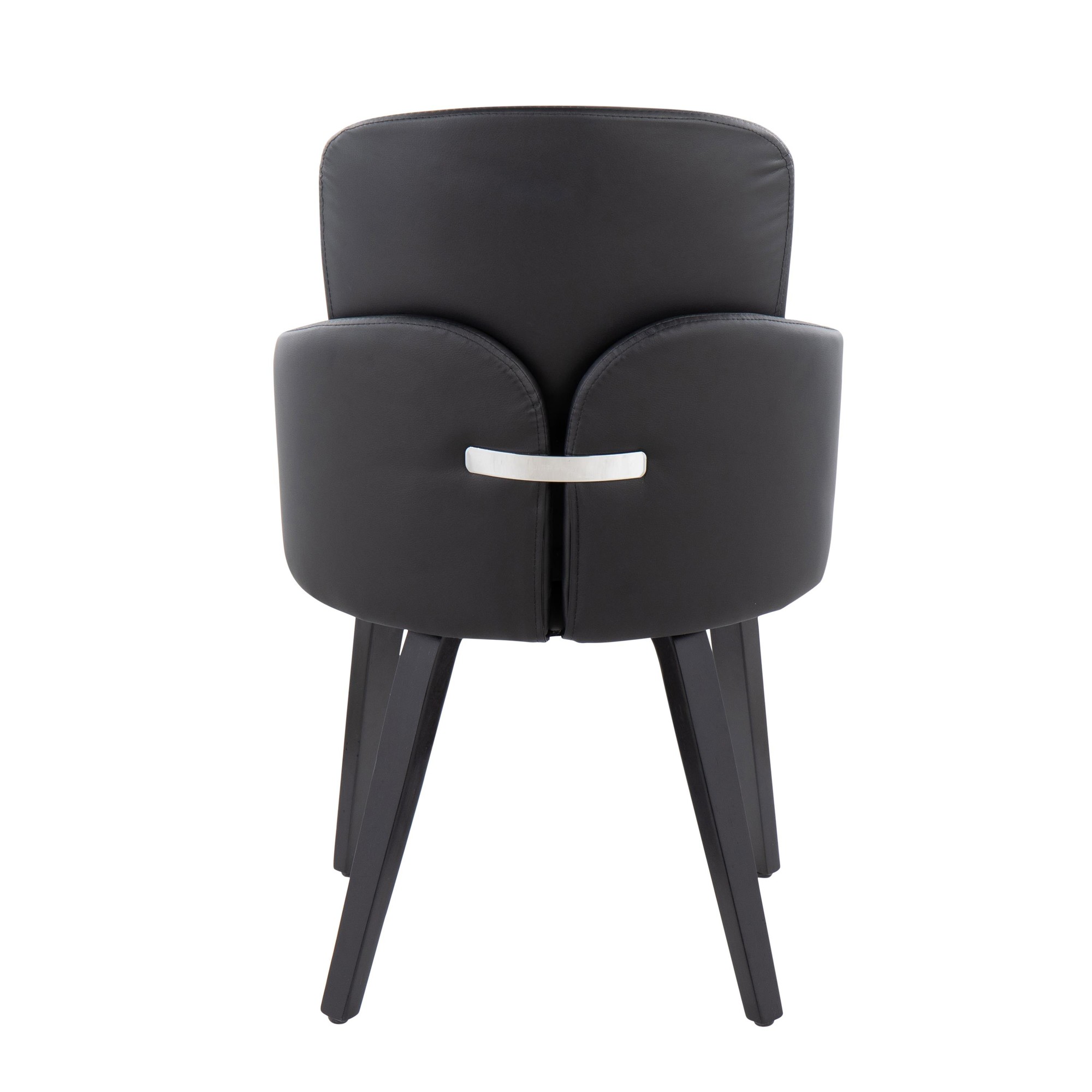 Dahlia Contemporary Black Wood and Faux Leather Dining Chairs with Chrome Accent (Set of 2) (Set of 2) 5 Dahlia Contemporary Black Wood and Faux Leather Dining Chairs with Chrome Accent (Set of 2) (Set of 2) - Image 5