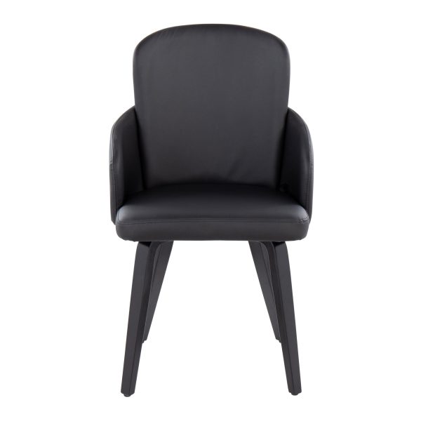 Dahlia Contemporary Black Wood and Faux Leather Dining Chairs with Chrome Accent Set of 2 Set of 2 5