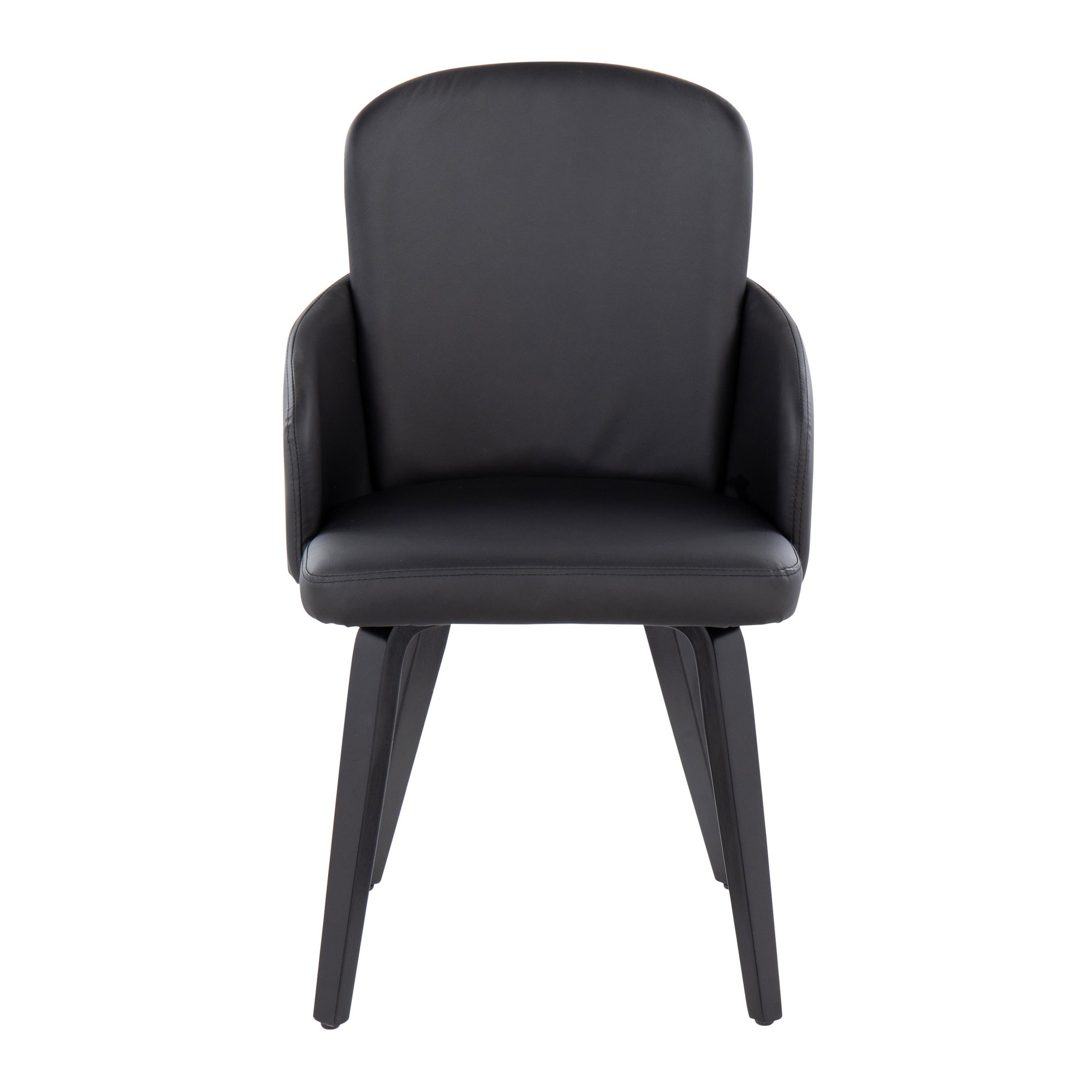 Dahlia Contemporary Black Wood and Faux Leather Dining Chairs with Chrome Accent (Set of 2) (Set of 2) 6 Dahlia Contemporary Black Wood and Faux Leather Dining Chairs with Chrome Accent (Set of 2) (Set of 2) - Image 6