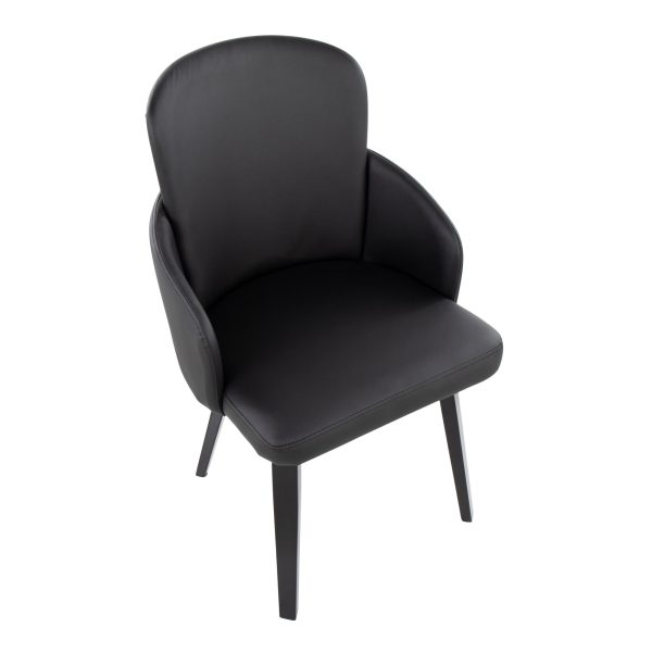 Dahlia Contemporary Black Wood and Faux Leather Dining Chairs with Chrome Accent Set of 2 Set of 2 6