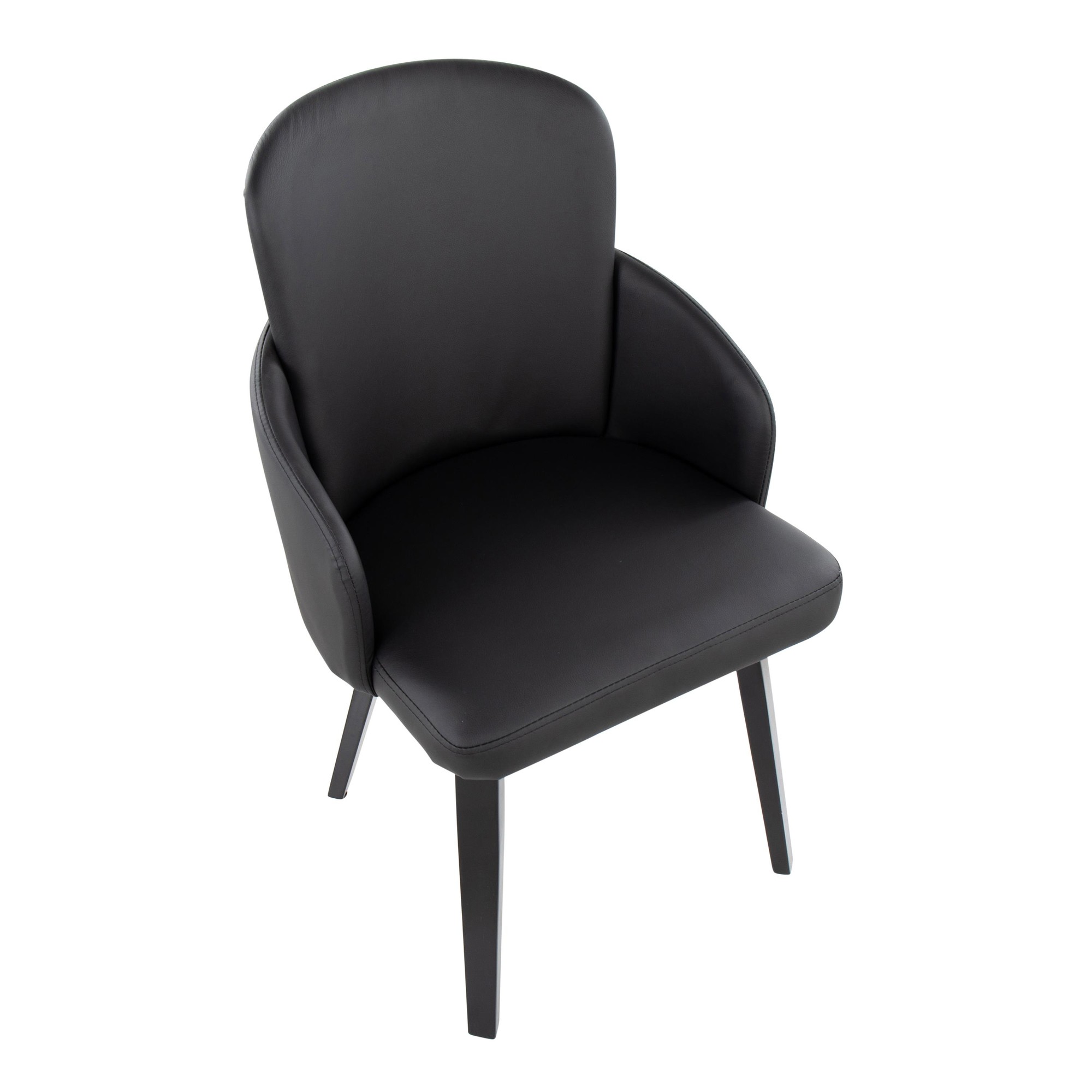 Dahlia Contemporary Black Wood and Faux Leather Dining Chairs with Chrome Accent (Set of 2) (Set of 2) 7 Dahlia Contemporary Black Wood and Faux Leather Dining Chairs with Chrome Accent (Set of 2) (Set of 2) - Image 7