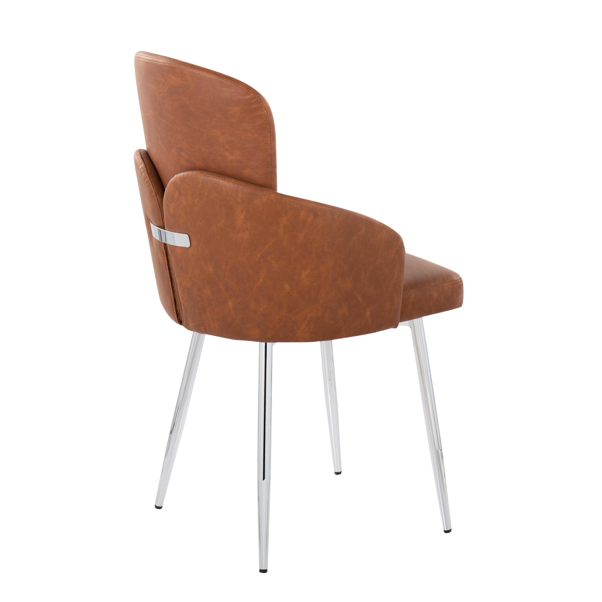 Dahlia Contemporary Camel Faux Leather Chrome Dining Chairs (Set of 2) 4 Dahlia Contemporary Camel Faux Leather Chrome Dining Chairs (Set of 2) - Image 4