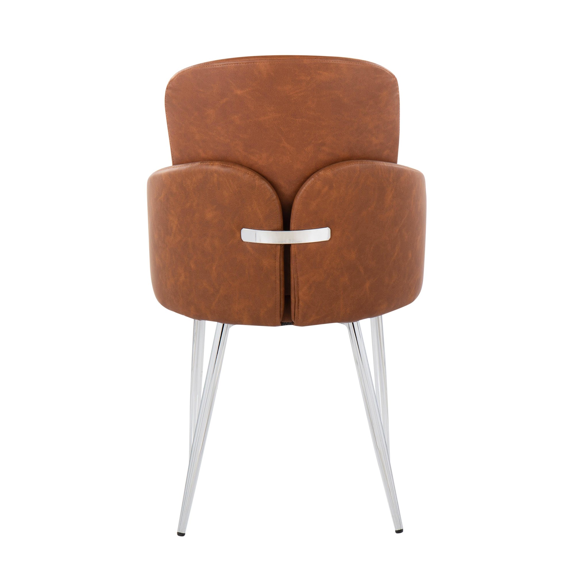 Dahlia Contemporary Camel Faux Leather Chrome Dining Chairs (Set of 2) 5 Dahlia Contemporary Camel Faux Leather Chrome Dining Chairs (Set of 2) - Image 5