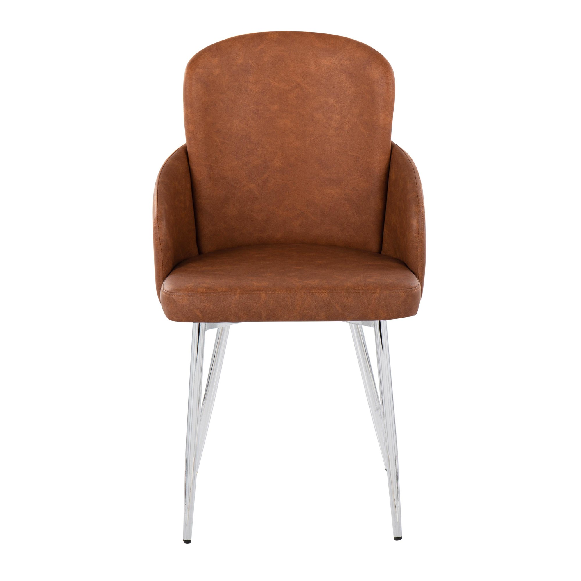 Dahlia Contemporary Camel Faux Leather Chrome Dining Chairs (Set of 2) 6 Dahlia Contemporary Camel Faux Leather Chrome Dining Chairs (Set of 2) - Image 6