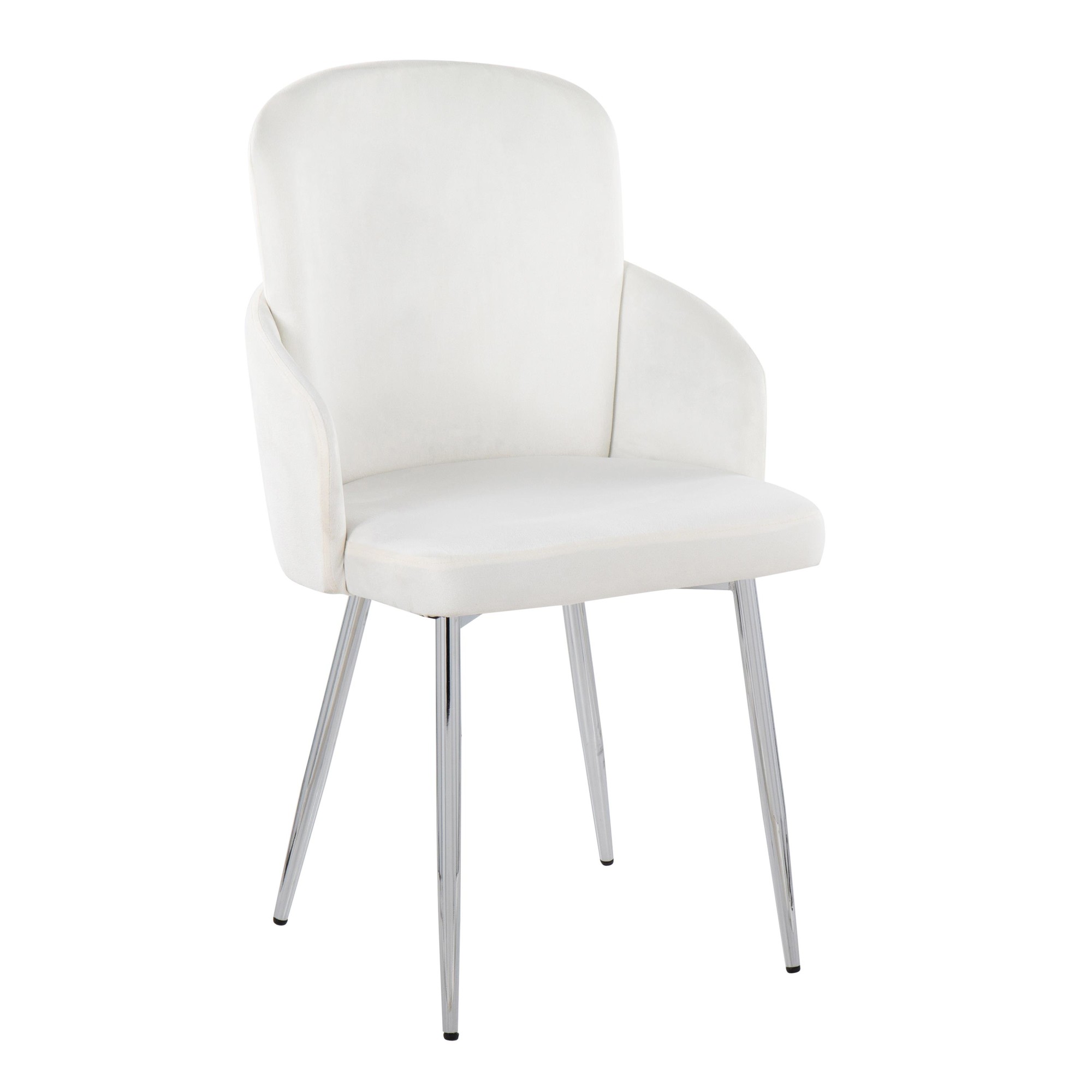 Dahlia Contemporary Chrome Cream Velvet Dining Chairs (Set of 2) 2 Dahlia Contemporary Chrome Cream Velvet Dining Chairs (Set of 2) - Image 2