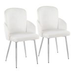 Dahlia Contemporary Chrome Cream Velvet Dining Chairs (Set of 2) 10 Dahlia Contemporary Chrome Cream Velvet Dining Chairs (Set of 2)