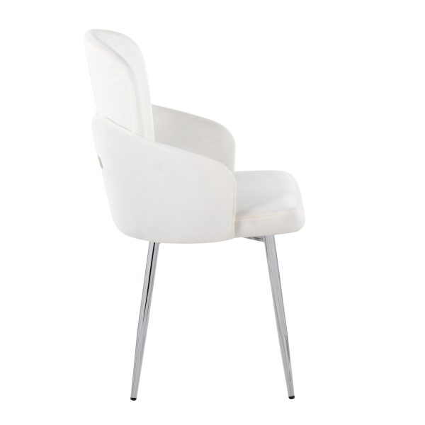 Dahlia Contemporary Chrome Cream Velvet Dining Chairs Set of 2 2