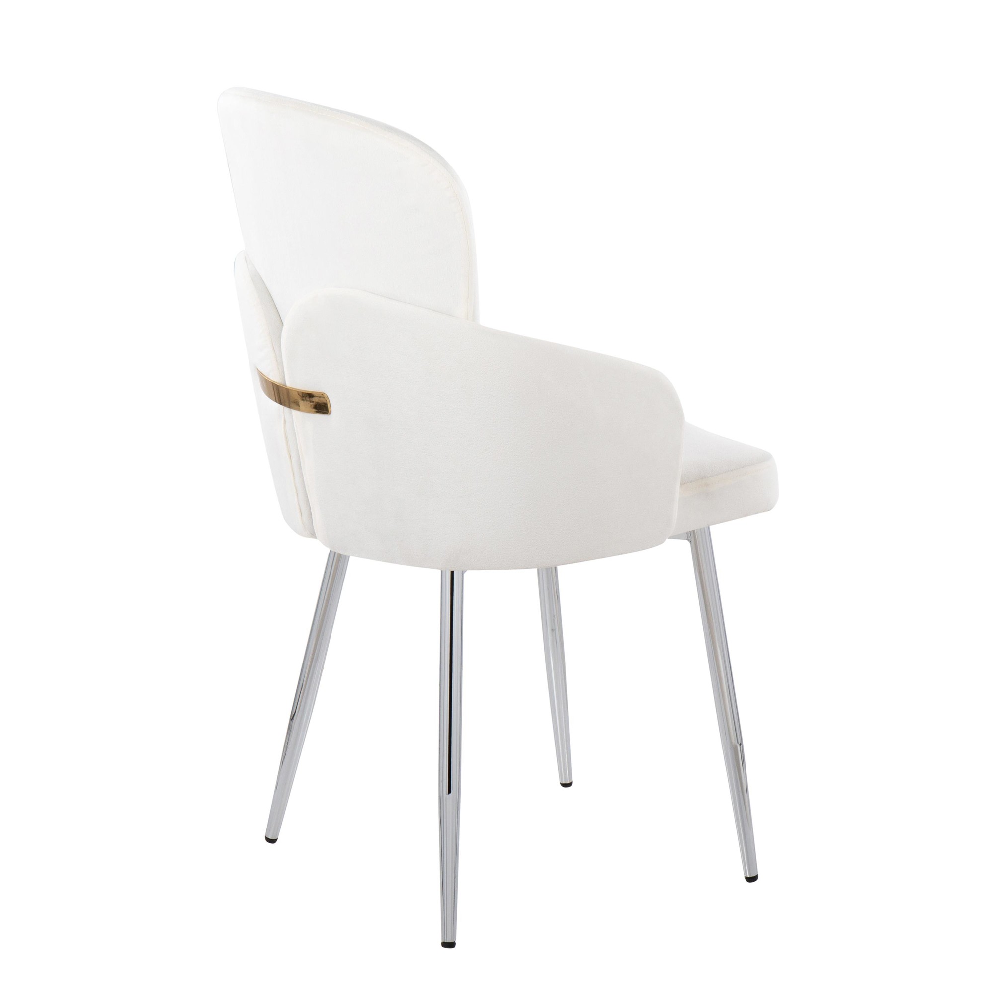 Dahlia Contemporary Chrome Cream Velvet Dining Chairs (Set of 2) 4 Dahlia Contemporary Chrome Cream Velvet Dining Chairs (Set of 2) - Image 4