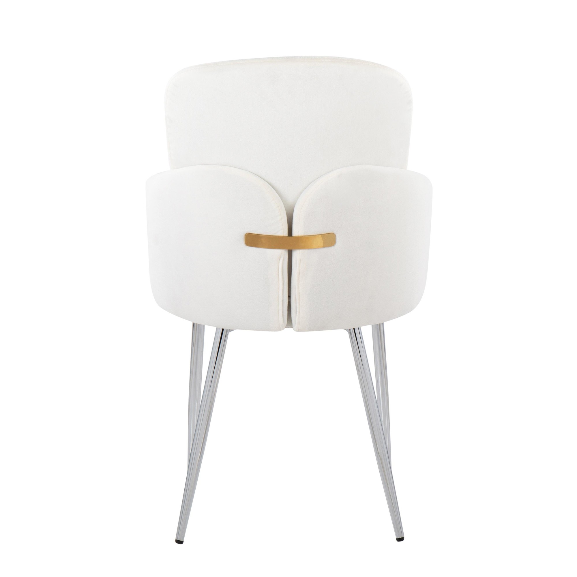 Dahlia Contemporary Chrome Cream Velvet Dining Chairs (Set of 2) 5 Dahlia Contemporary Chrome Cream Velvet Dining Chairs (Set of 2) - Image 5