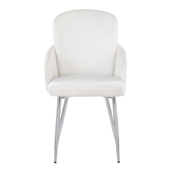 Dahlia Contemporary Chrome Cream Velvet Dining Chairs Set of 2 5