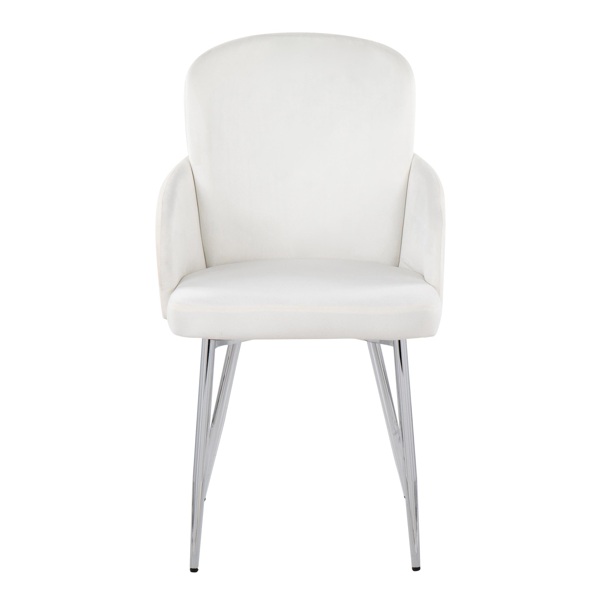 Dahlia Contemporary Chrome Cream Velvet Dining Chairs (Set of 2) 6 Dahlia Contemporary Chrome Cream Velvet Dining Chairs (Set of 2) - Image 6