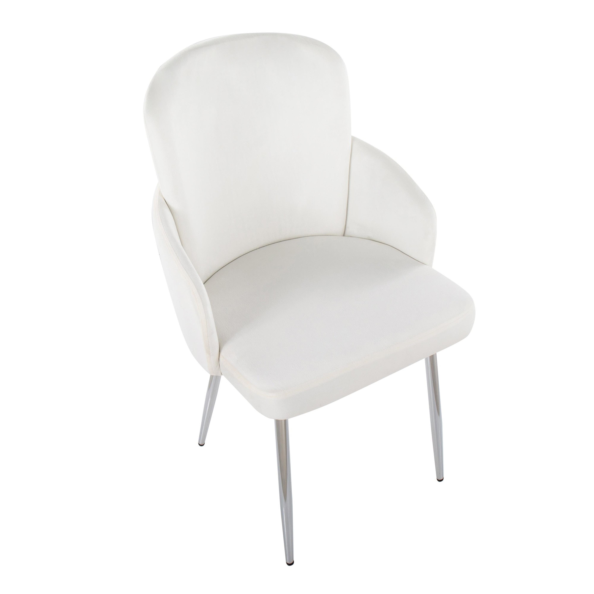 Dahlia Contemporary Chrome Cream Velvet Dining Chairs (Set of 2) 7 Dahlia Contemporary Chrome Cream Velvet Dining Chairs (Set of 2) - Image 7
