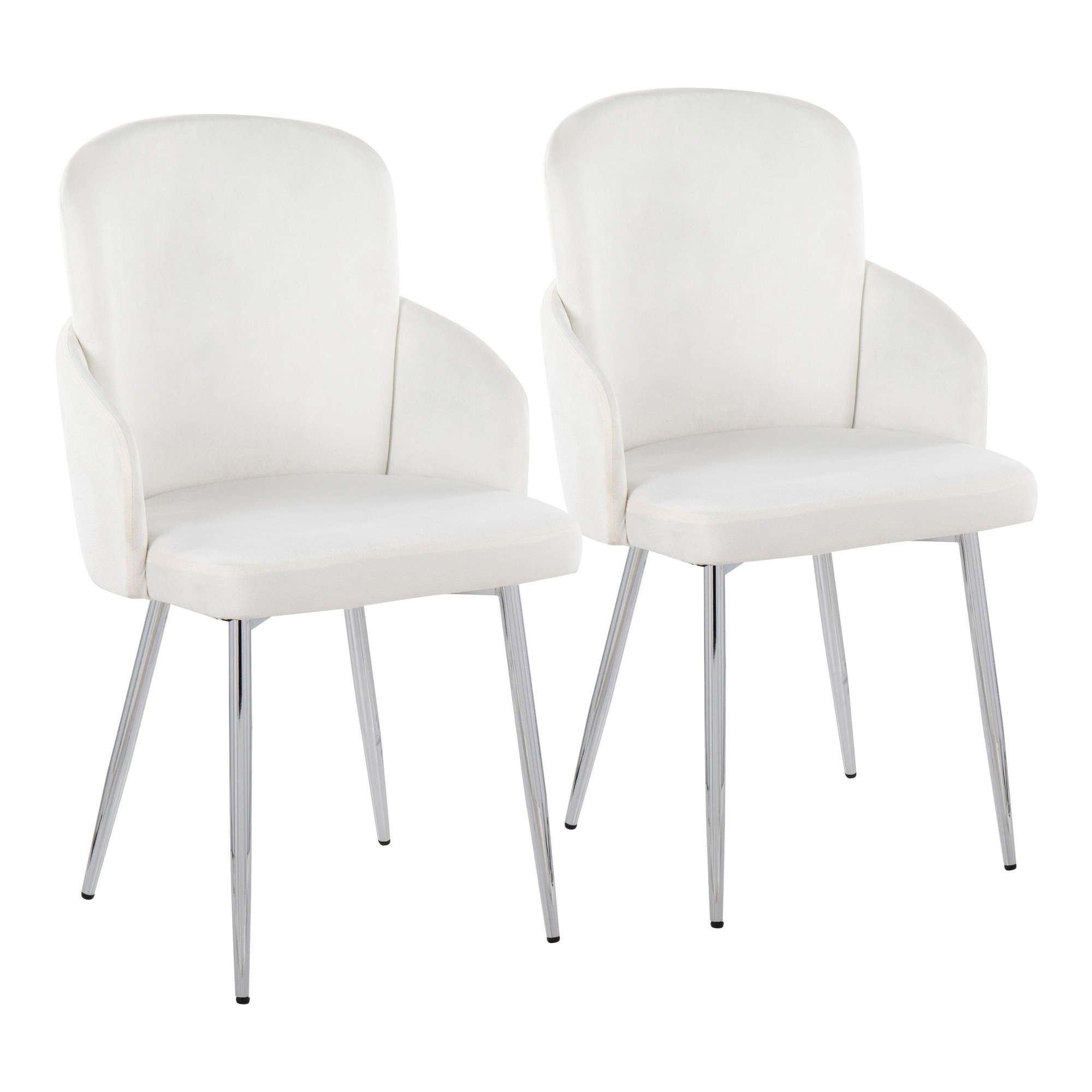 Dahlia Contemporary Chrome Cream Velvet Dining Chairs (Set of 2) 1 Dahlia Contemporary Chrome Cream Velvet Dining Chairs (Set of 2)