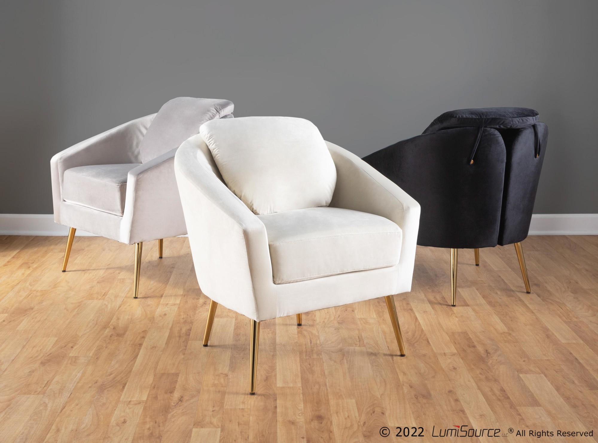 Dahlia Contemporary Cream Velvet Accent Chair with Gold Legs 2 Dahlia Contemporary Cream Velvet Accent Chair with Gold Legs - Image 2