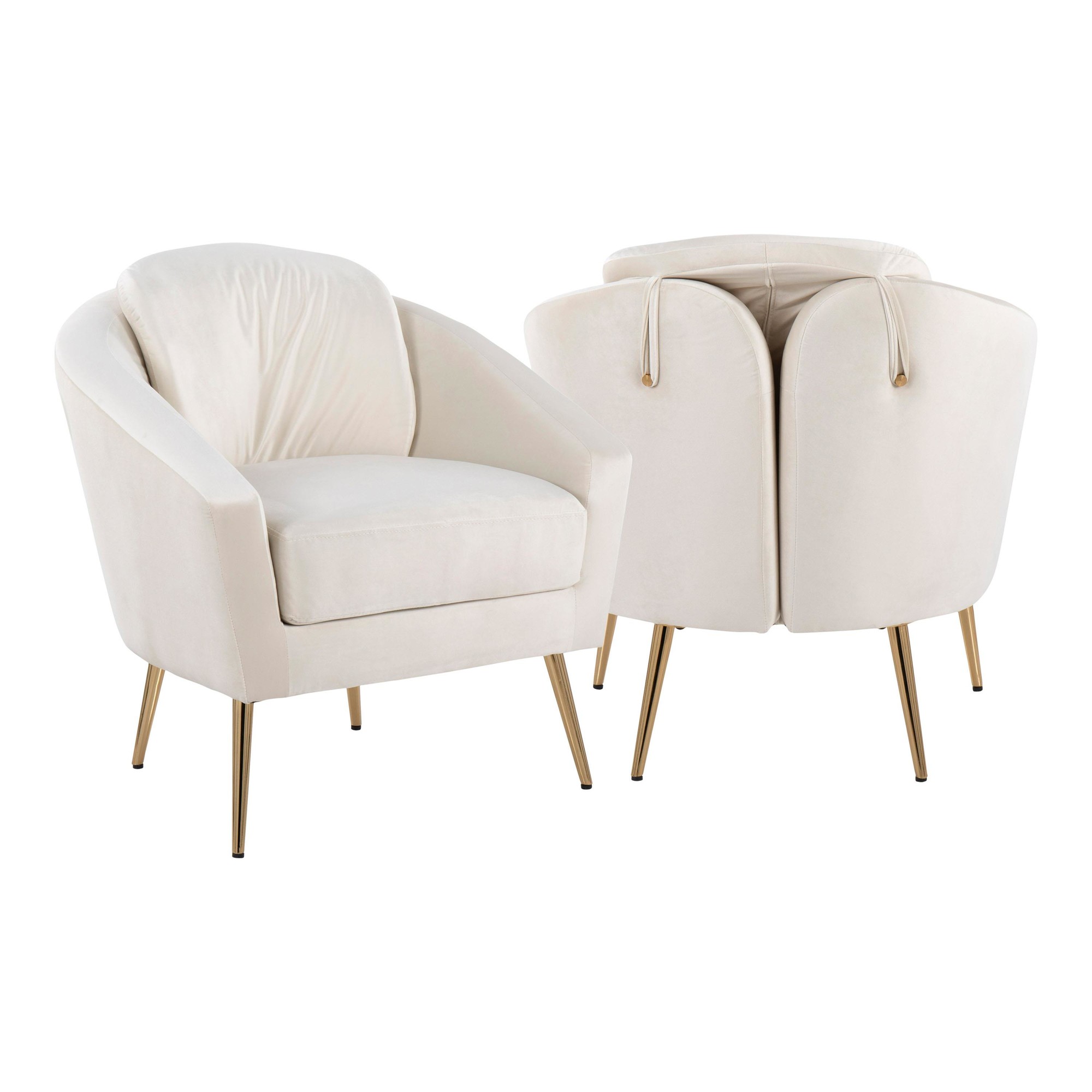 Dahlia Contemporary Cream Velvet Accent Chair with Gold Legs 4 Dahlia Contemporary Cream Velvet Accent Chair with Gold Legs - Image 4