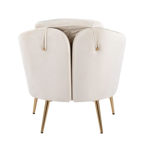 Dahlia Contemporary Cream Velvet Accent Chair with Gold Legs 6