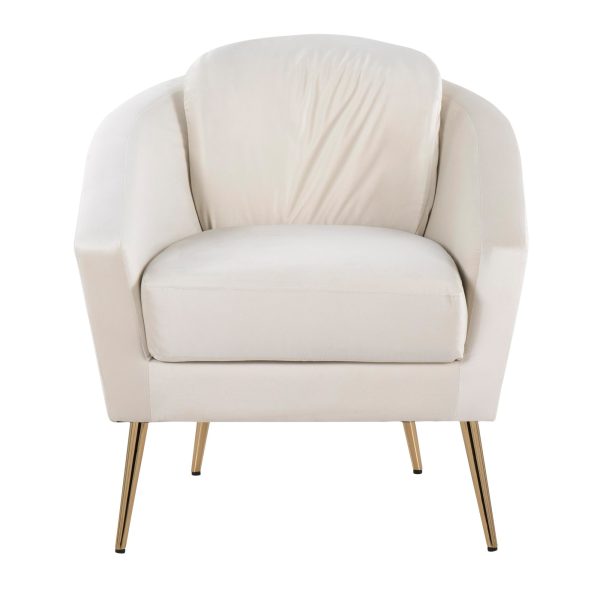 Dahlia Contemporary Cream Velvet Accent Chair with Gold Legs 7