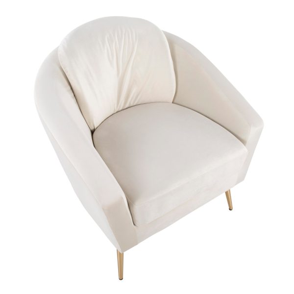 Dahlia Contemporary Cream Velvet Accent Chair with Gold Legs 8