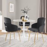 Dahlia Contemporary Grey Fabric and Gold Dining Chairs (Set of 2) (Set of 2)
