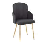 Dahlia Contemporary Grey Fabric and Gold Dining Chairs (Set of 2) (Set of 2)