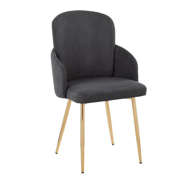 Dahlia Contemporary Grey Fabric and Gold Dining Chairs Set of 2 Set of 2 2