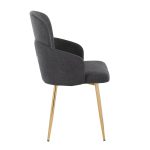 Dahlia Contemporary Grey Fabric and Gold Dining Chairs (Set of 2) (Set of 2)
