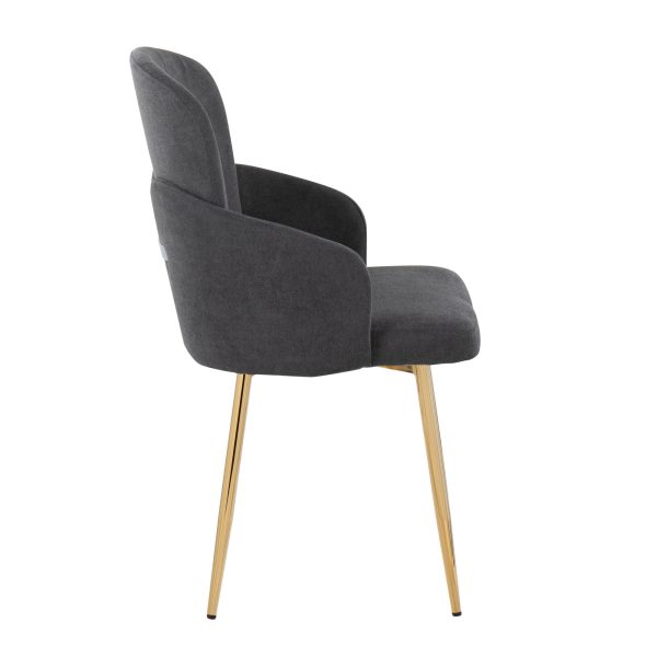 Dahlia Contemporary Grey Fabric and Gold Dining Chairs Set of 2 Set of 2 3