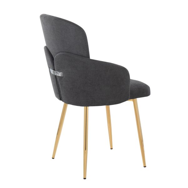 Dahlia Contemporary Grey Fabric and Gold Dining Chairs Set of 2 Set of 2 4